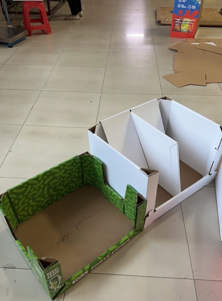 Custom cardboard dump bin POS display prepared for retail use